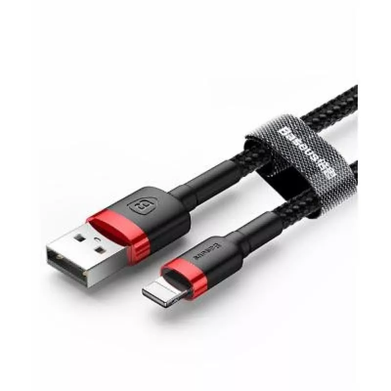 USB-A - Lightning -kaapeli Baseus Cafule 2.4A QC 3.0, 1 m — musta/punainen