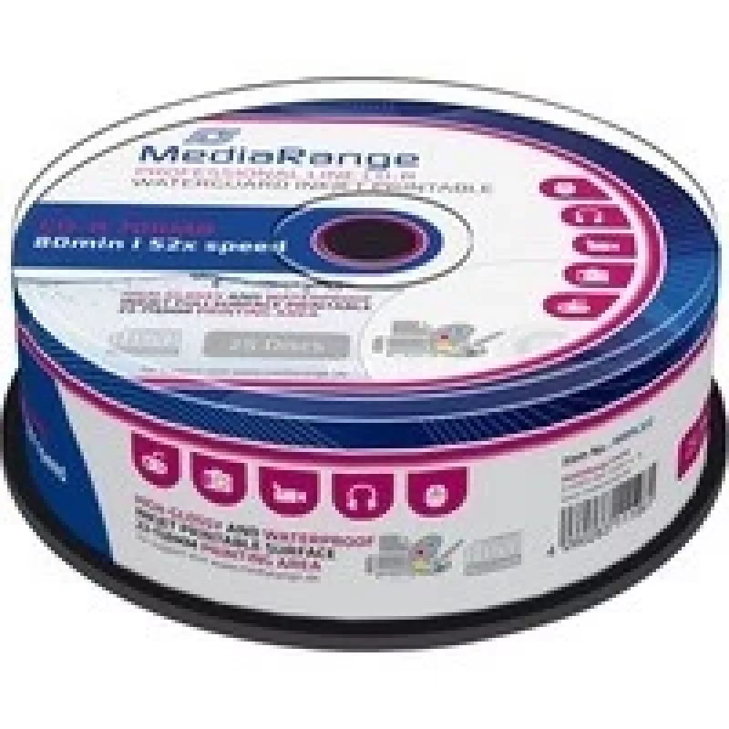 CD-R MediaRange MRPL512 700 MB 52x Inkjet Printable 25 kpl spindeli
