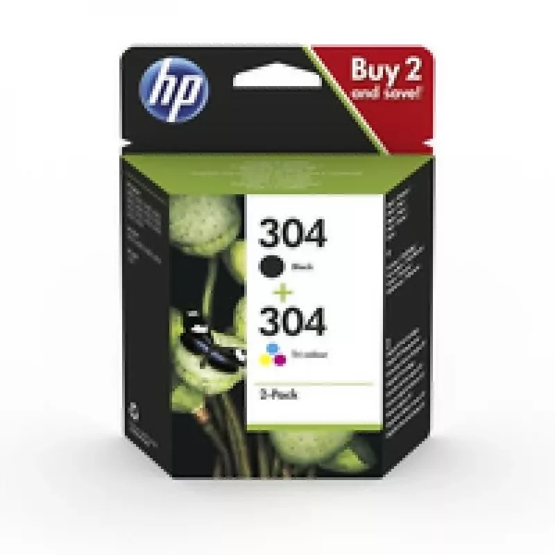 HP 304 2 kpl:n pakkaus musta/kolmivärinen alkuperäinen mustepatruuna