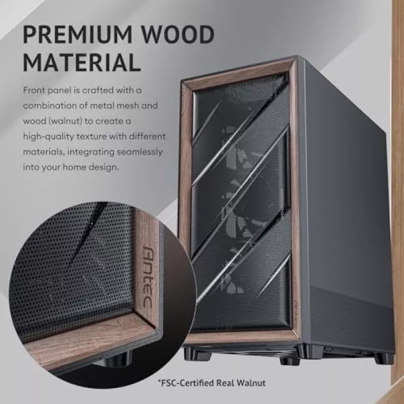 Antec 0-761345-10133-2 tietokonekotelo Midi Tower musta puu