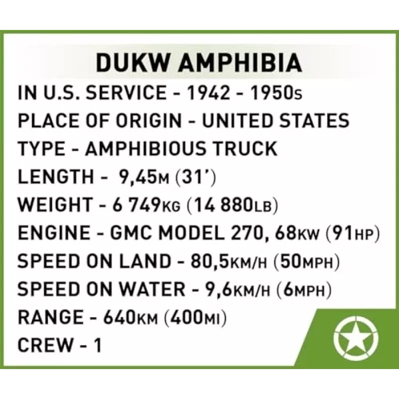 Cobi Historical Collection WWII DUKW Amphibia, monivärinen