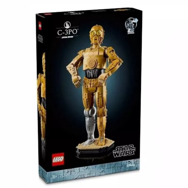 LEGO rakennettava figuuri Star Wars C-3PO malli 75398 — 1 138 osaa, 380 mm keräilykappale