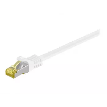 Wentronic Goobay Cat.7 -raakakaapeli patchkaapeli, S/FTP (PiMF), valkoinen, 0,5 m - LSZH halogeeniton, kupari, RJ45-plugi (91090)