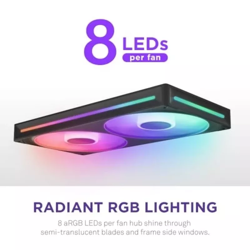 NZXT F280 RGB Core 140mm ARGB PWM 2 kpl pakkaus musta