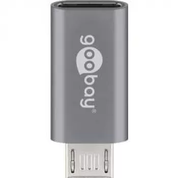 Goobay USB 2.0 Hi-Speed -adapteri, harmaa, harmaa – USB-C™-liitäntä > USB 2.0 Micro-liitin (Type-B) (55553)