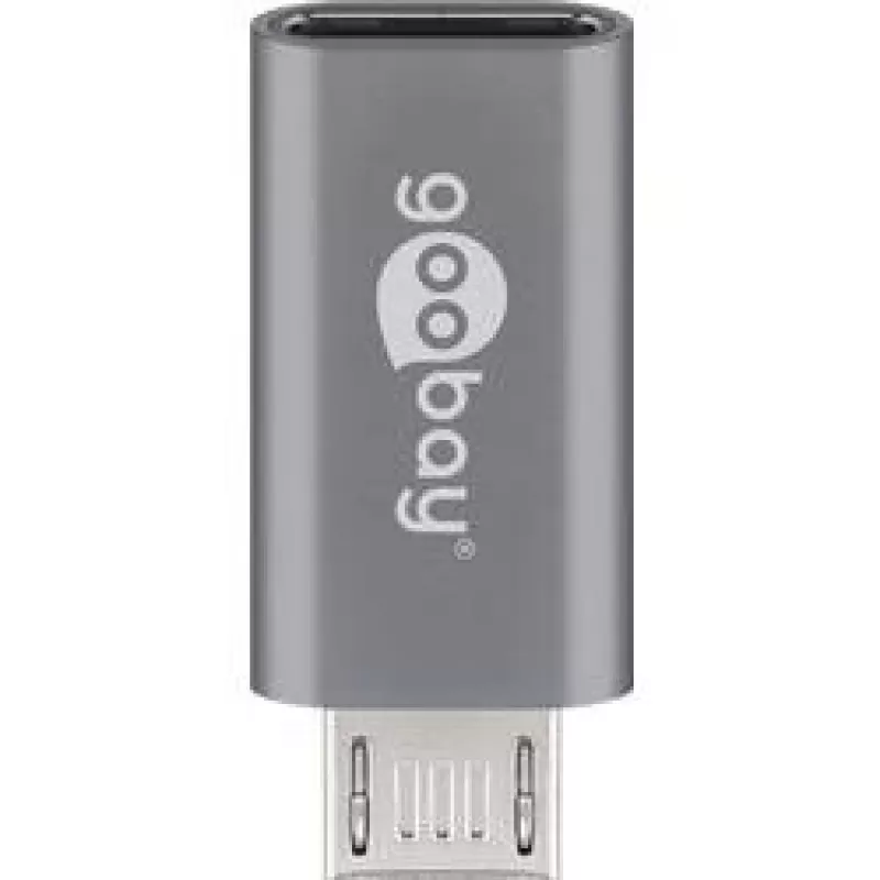 Goobay USB 2.0 Hi-Speed -adapteri, harmaa, harmaa – USB-C™-liitäntä > USB 2.0 Micro-liitin (Type-B) (55553)