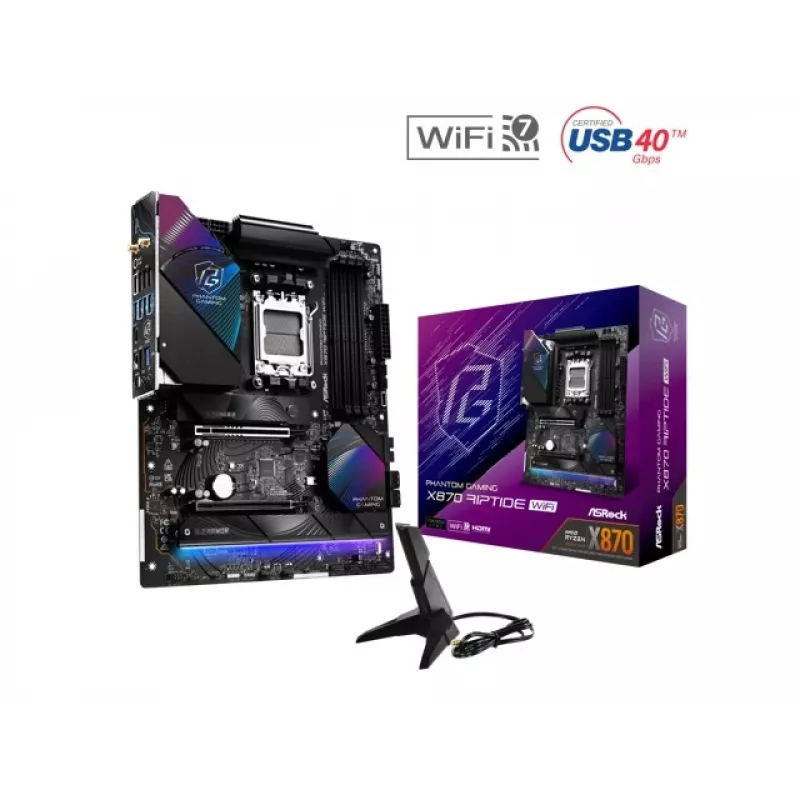 Emolevy ASRock X870 Riptide WiFi — ATX, AMD X870, Socket AM5, DDR5, 4 DIMM, 256 GB, Wi-Fi 7, 2,5GbE