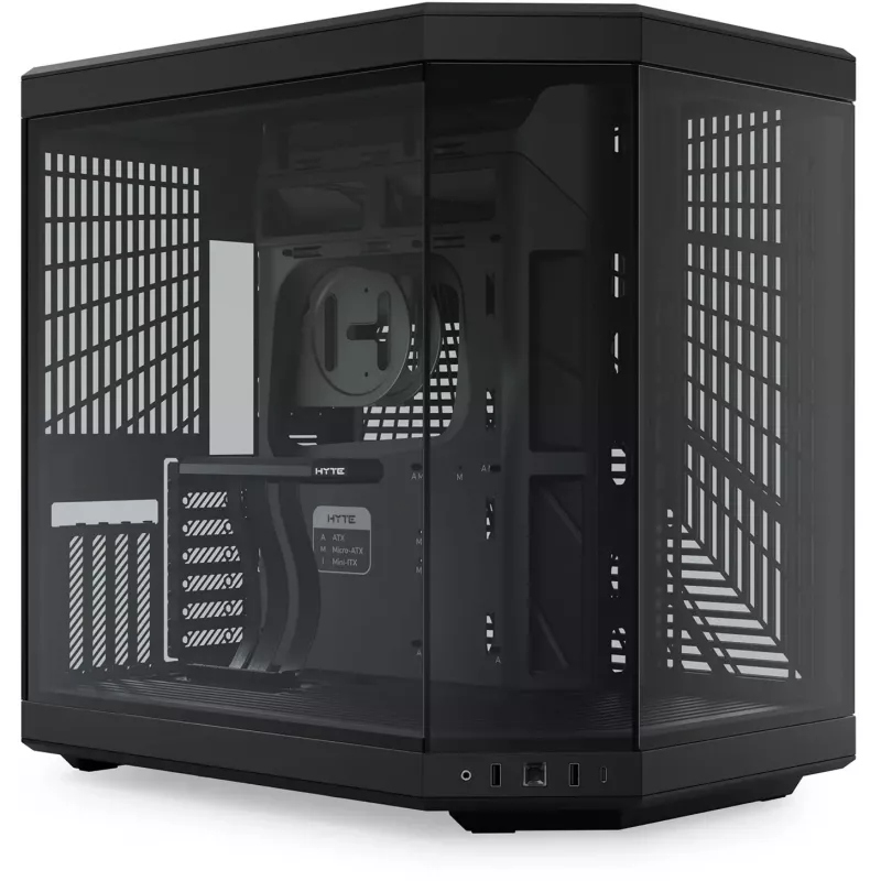 HYTE Y70 CS-HYTE-Y70-B Midi Tower -tietokonekotelo, E-ATX, karkaistu lasi, Pitch Black