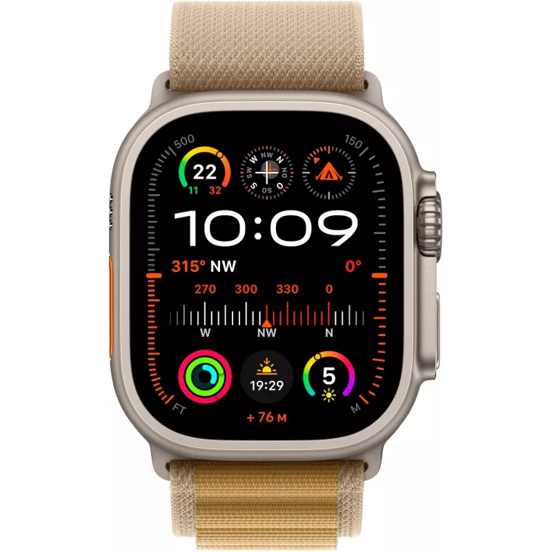 Apple Watch Ultra 2 GPS + Cellular 49 mm luonnontiitaanikotelo Tan Alpine -rannekkeella – Medium (MX4F3FD/A)