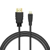 HDMI-kaapeli SAVIO CL-39 1 m — Type-A (uros) Type-D Micro (uros), HDMI 1.4, 4096x2160, ARC, Ethernet, kullatut kontaktit, musta