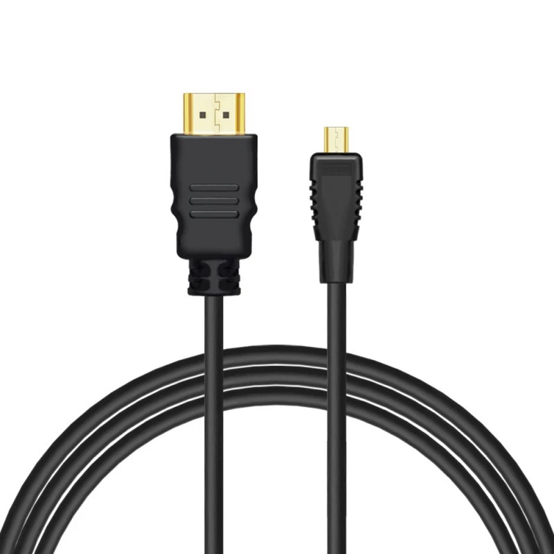 HDMI-kaapeli SAVIO CL-39 1 m — Type-A (uros) Type-D Micro (uros), HDMI 1.4, 4096x2160, ARC, Ethernet, kullatut kontaktit, musta