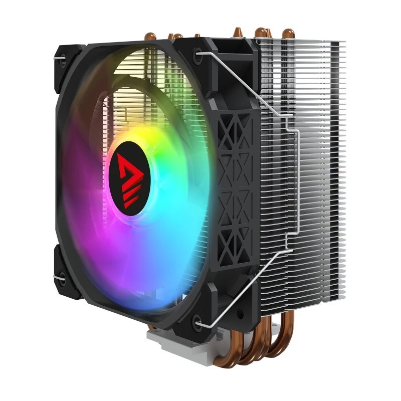 CPU-ilmajäähdytin SAVIO SAVGCOVORTEXX2ARGB 4 lämpöputkella, 120 mm ARGB-tuuletin, musta