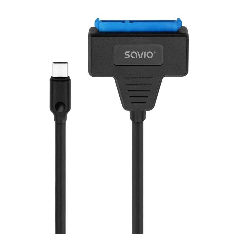 SAVIO SATA–USB-C-liitäntäkaapeli AK-69, SATA-pistorasia USB-C-pistokkeeseen, USB 3.2 Gen 1 (5 Gbit/s), 0,25 m, musta