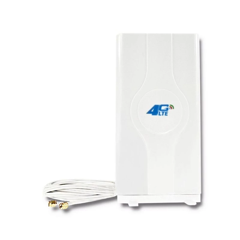 Qoltec 57013 allsuuntainen 4G LTE -sisäantenni, 2x SMA, 0,6-2,7 GHz, 30 dBi, pystypolarisaatio, 50 Ω, valkoinen ABS