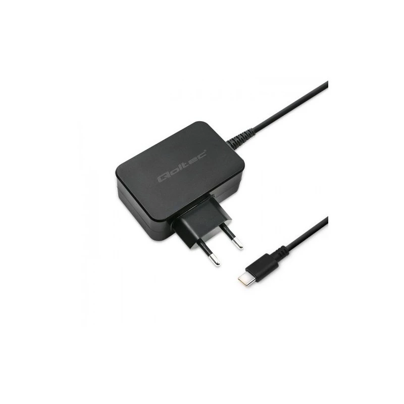 QOLTEC 51024 matkalaturi – yleislaturi AC-sisäkäyttöön, 65 W PD, 20 V/3,25 A, 1,2 m kaapeli, musta