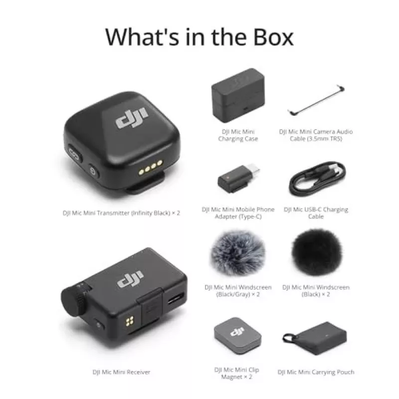 DJI Mic Mini (2 TX + 1 RX + latauskotelo) langaton mikrofonisarja - tummanharmaa