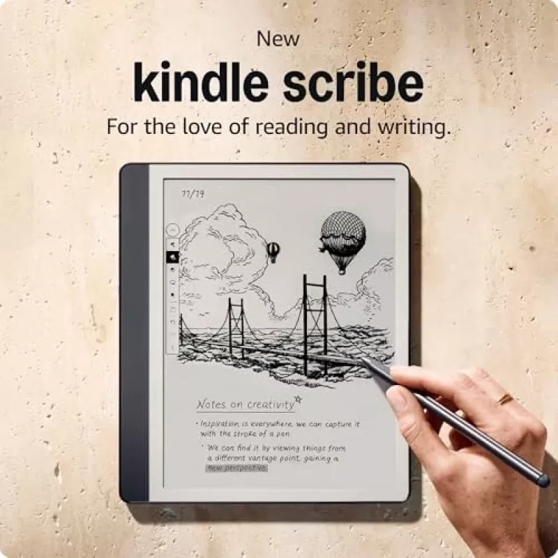 Amazon Kindle Scribe (2024) e-kirjojen lukulaite 64 GB, 10,2" heijastamaton näyttö, Wi-Fi, ei lukitusnäytön mainoksia, Premium Pen -kynällä, Tungsten