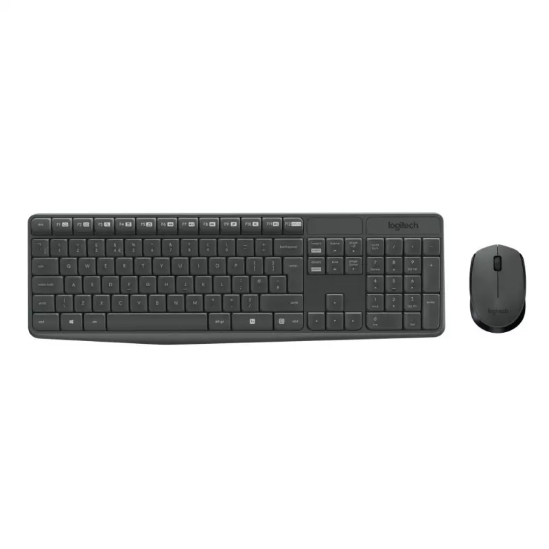 Logitech MK235 kestävä langaton näppäimistö- ja hiirisarja harmaana
