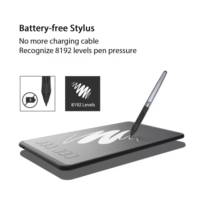 HUION H640P piirtopöytä 5080 lpi 160 x 99 mm USB musta