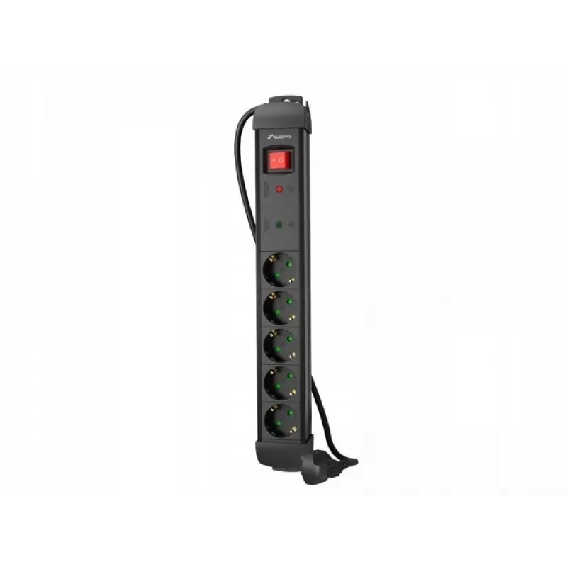 Lanberg SP1-05F-0300-BK jatkojohto 3 m 5 AC-pistorasiaa sisäkäyttöön musta