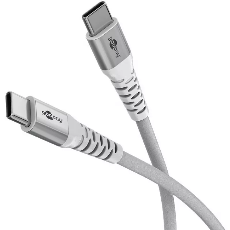 Goobay KAB USB-C (ST-ST) 2m liitäntäkaapeli tekstiilipäällysteinen valkoinen USB-kaapeli USB 2.0 USB C (70194)
