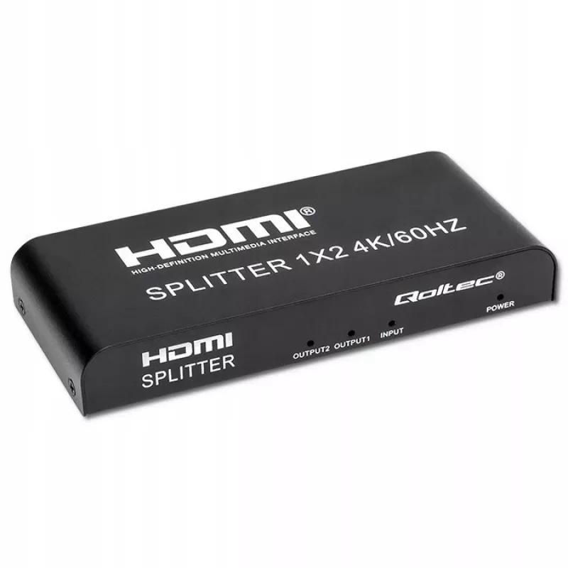 Qoltec 51797 aktiivinen HDMI-jakaja 2 x HDMI 4K x 2K | 6 Gb/s | 60 Hz