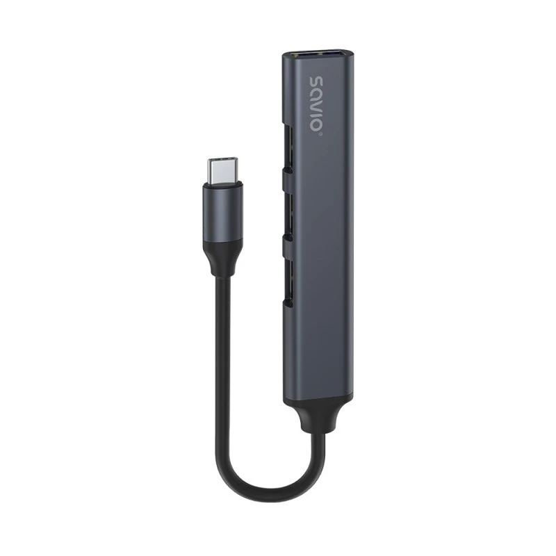 USB 3.0 4-porttinen USB-keskitin SAVIO AK-71 USB-C isännällä, 5000 Mbit/s, 2 vuoden takuu