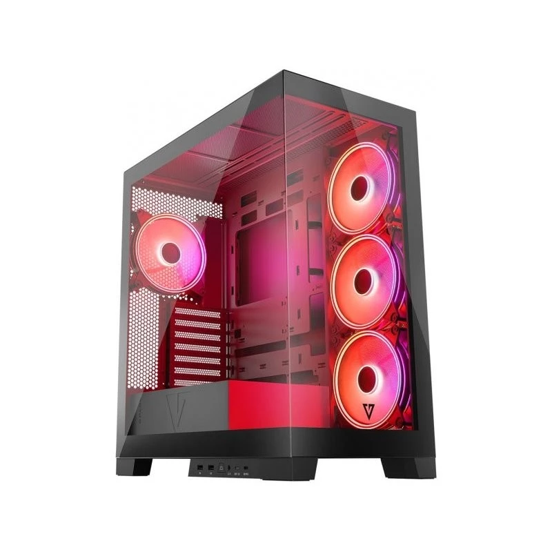 PC-kotelo MODECOM Volcano SPACE APEX ARGB Midi Tower, karkaistu lasi, USB-C, tukee ATX/microATX/Mini-ITX, GPU jopa 430 mm, CPU-jäähdytin jopa 180 mm