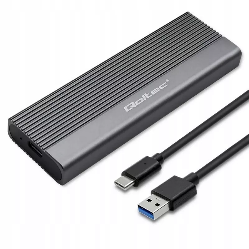Qoltec kotelo M.2 SATA (NGFF) -SSD-levylle, USB-C