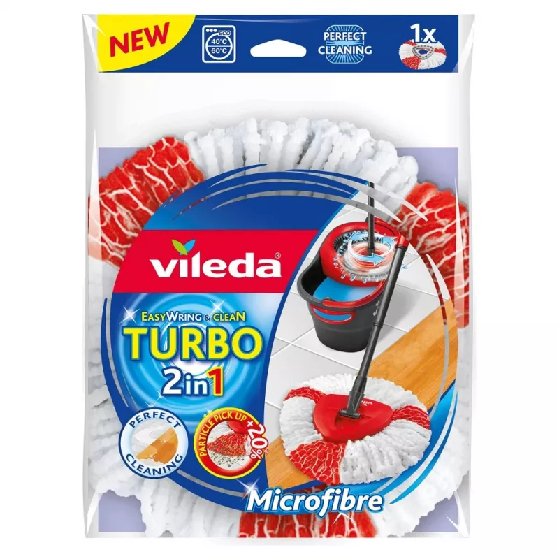Siivousmopin pää Vileda Turbo 2in1 punainen valkoinen