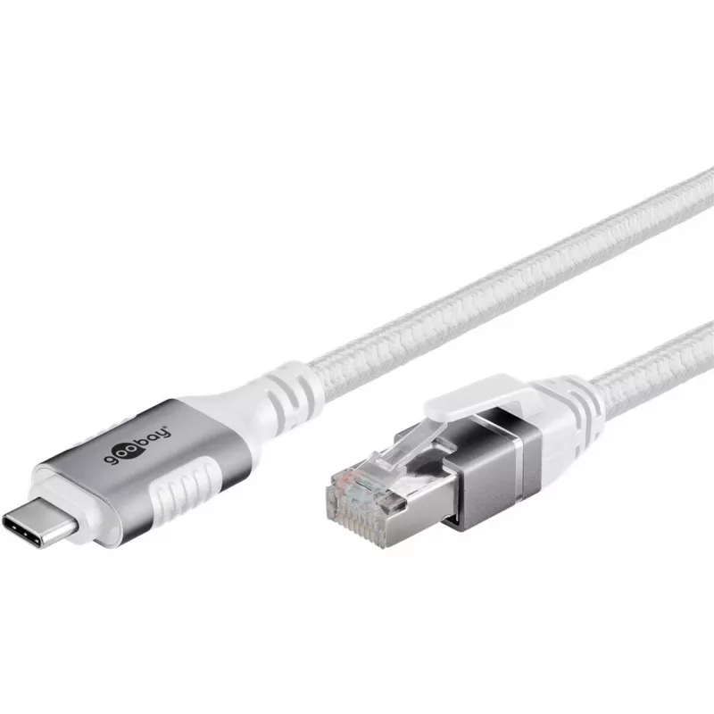 Verkkokaapeli Goobay 74180 USB C RJ-45 Cat6 10 m valkoinen