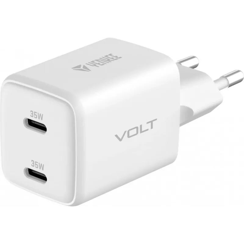 Seinä-USB-C-laturi YENKEE G35D 2x18W Power Delivery 3.0 3A