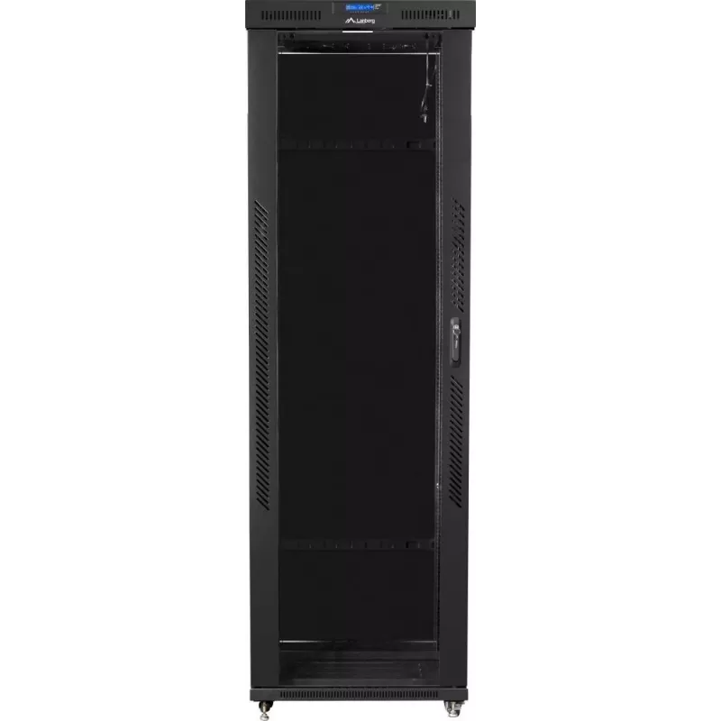 Lanberg FF01-8047-12BL 19 tuuman vapaasti seisova palvelinkaappi 47U, 800x1000 mm, lasiovi, LCD, IP20, purettuna toimitettava, musta