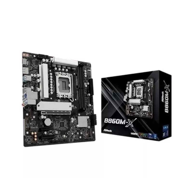 ASRock B860M-X emolevy, Intel B860, LGA 1851, micro ATX, DDR5
