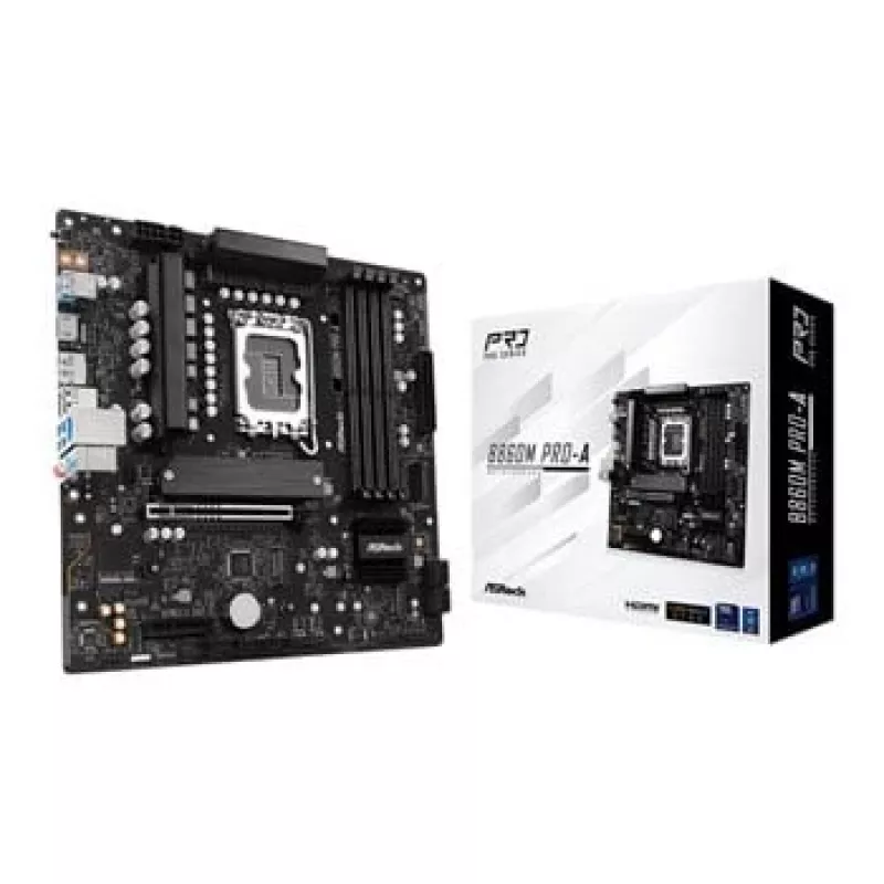 Emolevy ASRock B860M Pro-A micro ATX — Intel B860, LGA 1851, DDR5, 4 DIMM, jopa 256 GB, 2.5Gb Ethernet