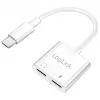 LogiLink USB-C äänisovitin USB-C/uros 2x USB-C/naaras 60W PD valkoinen