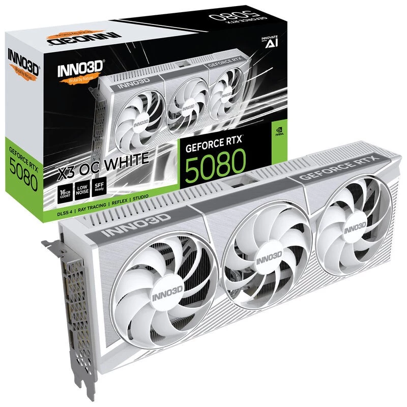 INNO3D GeForce RTX 5080 X3 OC White 16GB GDDR7 näytönohjain