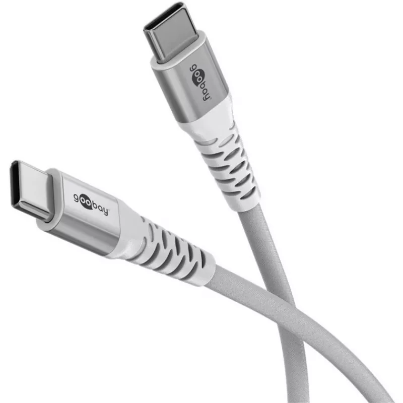 Erittäin pehmeä USB 2.0 punottu kaapeli, USB-C pistoke > USB-C pistoke (valkoinen, 1 metri)