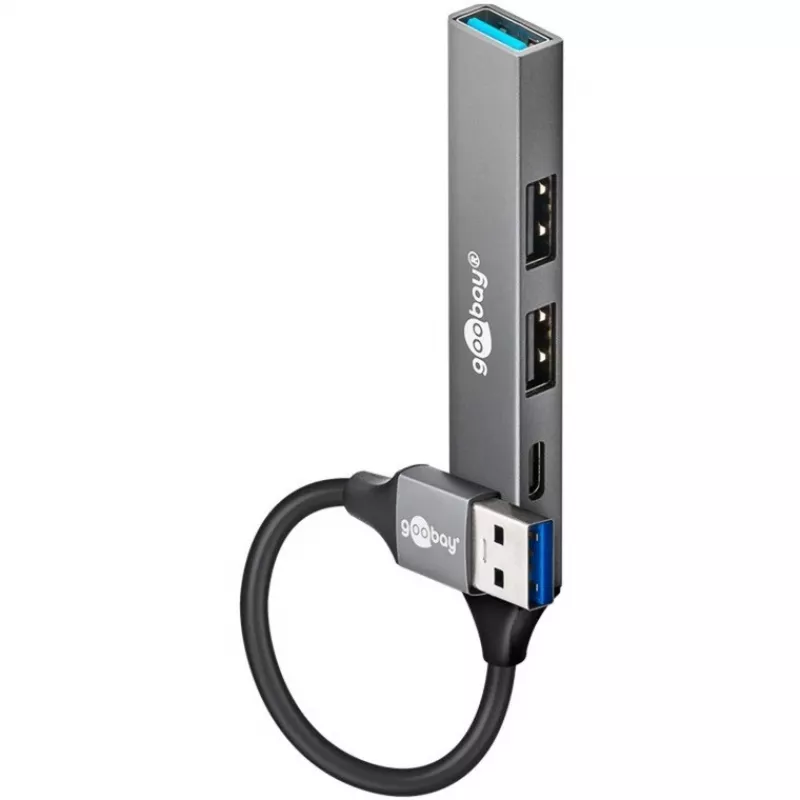 Goobay Slim 4-porttinen USB-keskitin, USB-A – USB-C™/USB-A, USB 3.2 (74458)