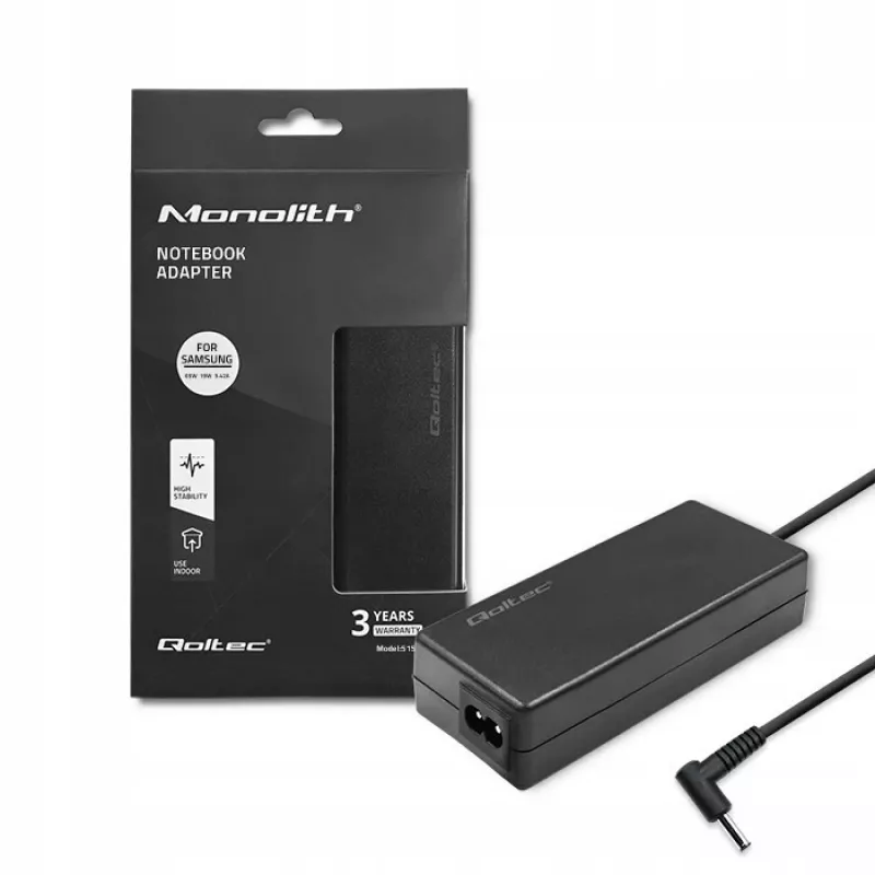 Virtalähde QOLTEC 65W 19V 3,42A kannettaville ja yhteensopiville laitteille