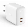 Seinä laturi Aukey PA-B4 2x USB valkoinen GaN – kompakti USB-virtalähde kahdella USB-liitännällä