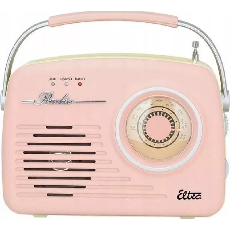 Retro-pöytäradio Eltra LUIZA RETRO SP-11, MP3-, USB- ja SD-korttituki, pinkki