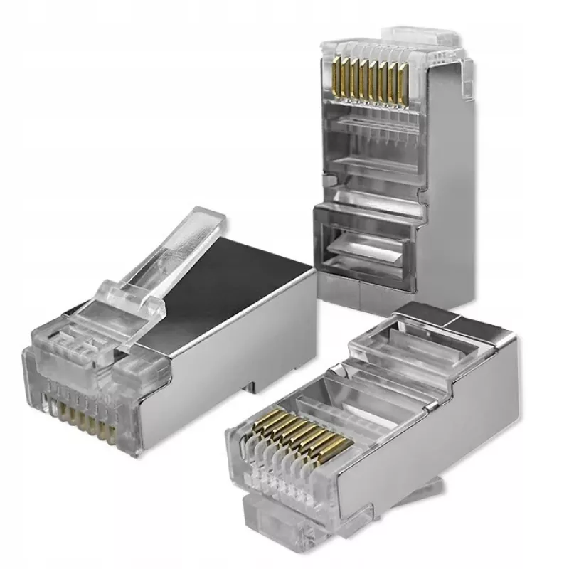 Modulaarinen RJ45-liitin QOLTEC 54554 CAT5e FTP, 100 kpl, hopea, muovi, 11×22×18 mm
