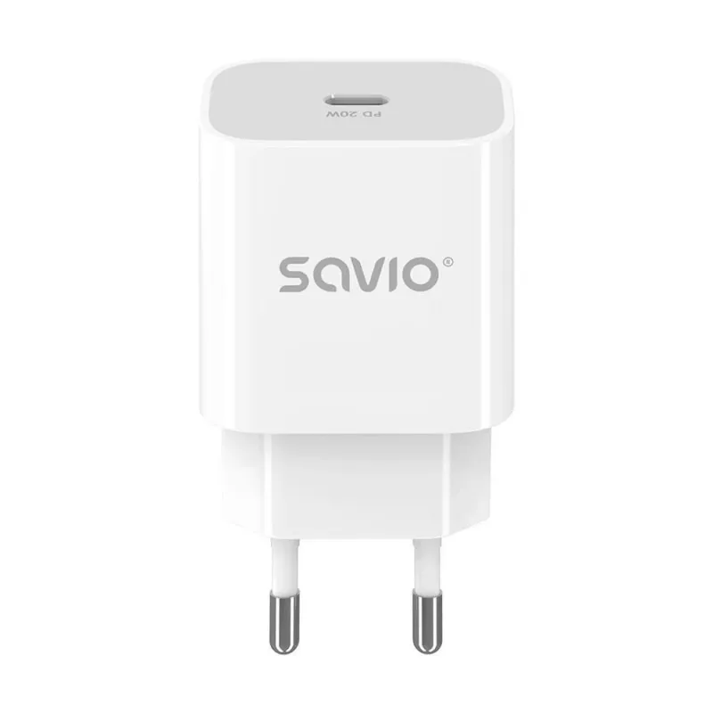 Seinäkiinnitteinen laturi 20W LA-09 USB-C QC, PD 3.0 Savio SAVLA-09