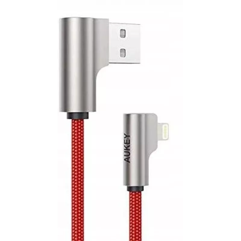 USB – Lightning -kaapeli Aukey CB-AL01 punainen – nylonpunos, Lightning-liitin Apple-laitteille