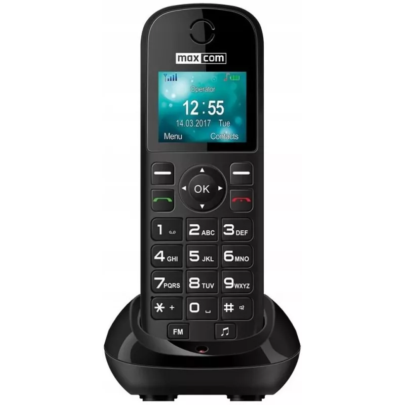 Maxcom MM35D SE GSM-pöytäpuhelin, 1,77'' värinäyttö, FM-radio, microSD, USB-C, musta