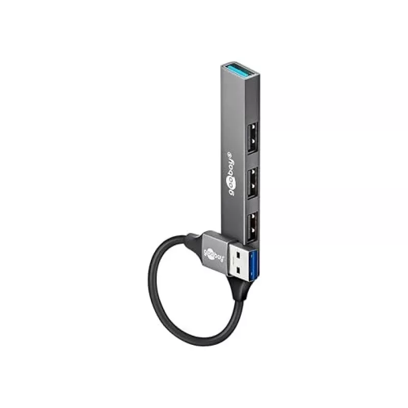Goobay USB-keskitin 74456 Type-A 5000 Mbit/s vaaleanharmaa