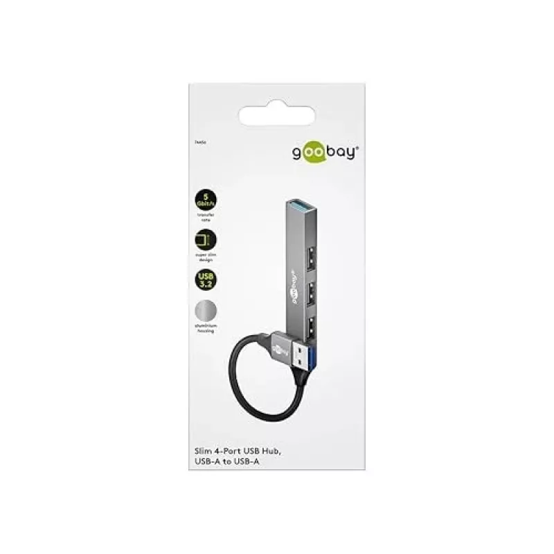 Goobay USB-keskitin 74456 Type-A 5000 Mbit/s vaaleanharmaa