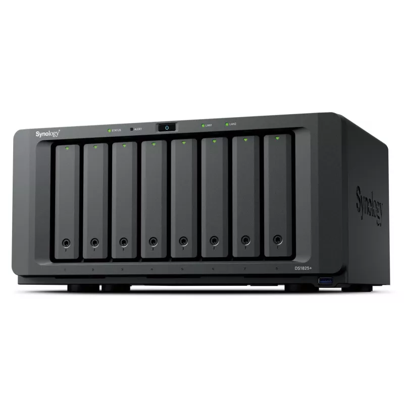 Synology DiskStation DS1825+ NAS/tallennuspalvelin Ryzen Embedded V1500B 8 GB DDR4 0 TB musta