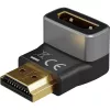 Goobay 72011 HDMI™ -kulma-adapteri 270° pystysuora, 8K @ 60 Hz, kullattu, musta, hopea | Goobay
